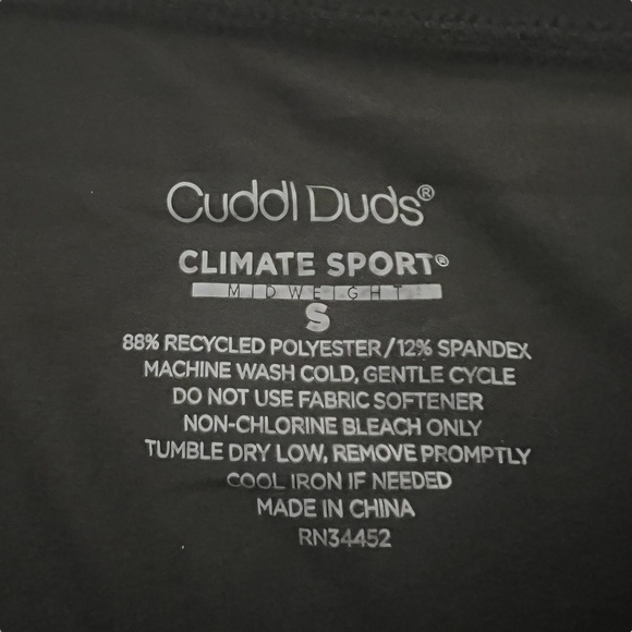 NWT Cuddl Duds Mens Climate Sport Midweight‎ Leggings Sz Small Black Base Layer - Picture 3 of 6